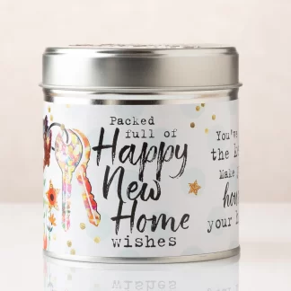 Happy New Home Tin Candle