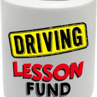 Premium ceramic future driver money bank with removable rubber plug, ideal for saving for a first car or driving lessons